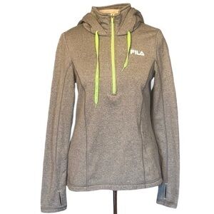 Fila pull over quarter zip gray/green XS